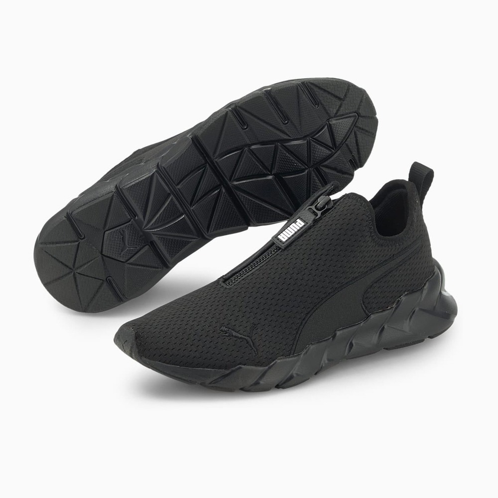 Puma Black Weave Zip Sneaker Training Shoes Athleisure Size 6.5